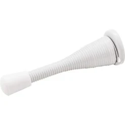 3In. Spring Door Stop W/ Rubber Tip - White