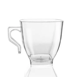 8 Oz. Clear Square Plastic Coffee Mugs (192 Mugs), 192PK