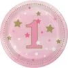 Creative Converting One Little Star Girl 1st Birthday Dessert Plates, 7", 96PK