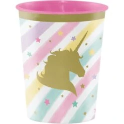 Creative Converting Sparkle Unicorn Plastic Keepsake Cup, 16oz, 12PK