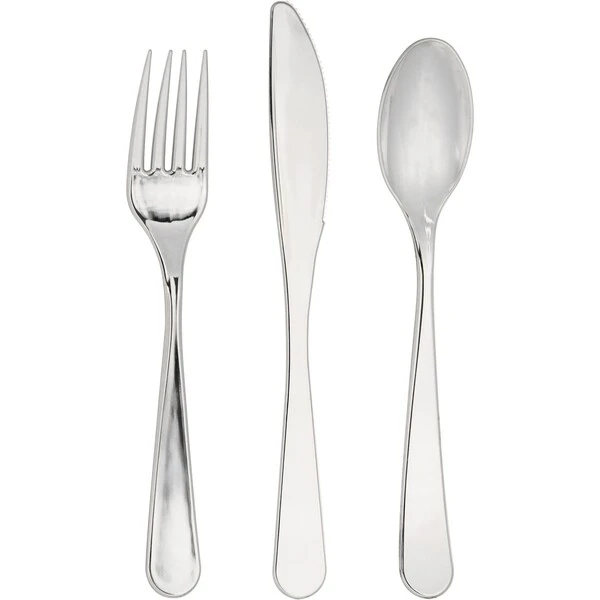 Assorted Plastic Cutlery By, Silver, 288PK 1 Assorted Plastic Cutlery By, Silver, 288PK