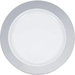 Silver Rim Plastic Plates, 9", 120PK