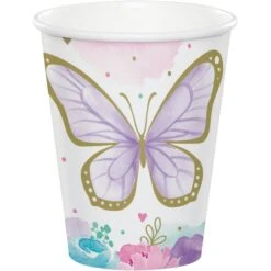 Creative Converting Golden Butterfly Paper Cups, 9oz, 96PK