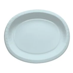Pastel Blue Oval Plates, 12"x10, 96PK