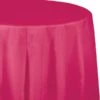 Hot Magenta Pink Round Plastic Tablecloth, 82", 12PK
