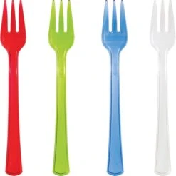 Assorted Color Mini Appetizer Forks, 4", 144PK