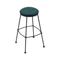 30" Stationary Bar Stool, Black Wrinkle, Graph Tidal Seat