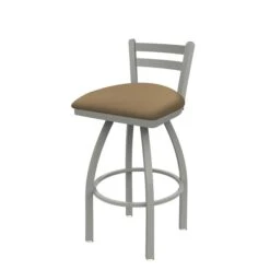 30" Low Back Swivel Bar Stool, Nickel Finish, Canter Sand Seat