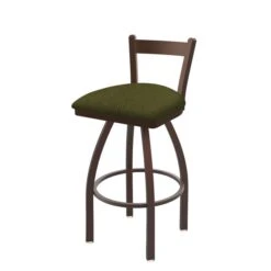 30" Low Back Swivel Bar Stool, Bronze Finish, Graph Parrot Seat