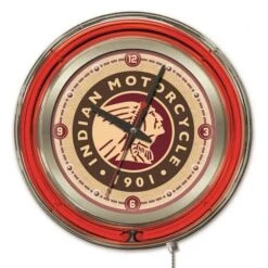 Indian Motorcycle Double Neon 15" Clock