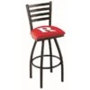 25" Blk Wrinkle Rutgers Swivel Bar Stool, Ladder Back