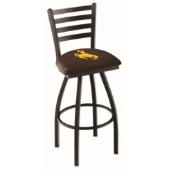 25" Blk Wrinkle Wyoming Swivel Bar Stool, Ladder Back