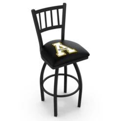 25" Blk Wrinkle Appalachian State Swivel Bar Stool, Jailhouse Back