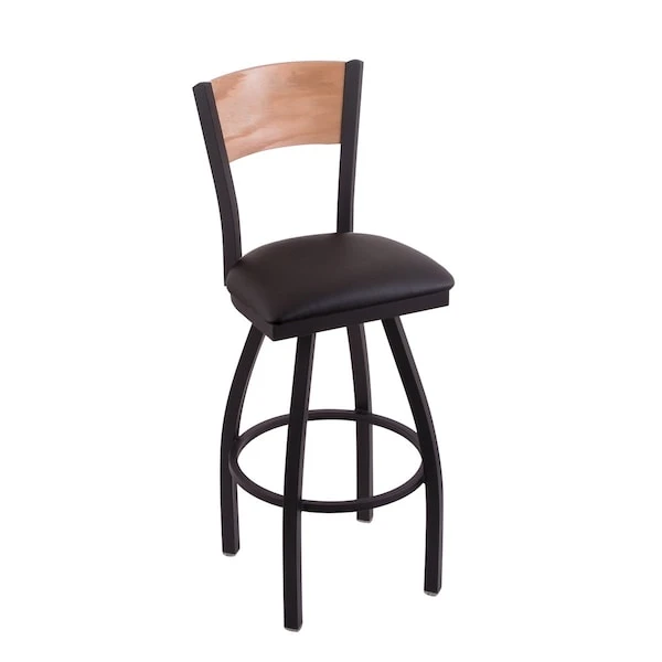 30" Blk Wrinkle North Dakota Swivel Bar Stool, Laser Engraved Back 3 30" Blk Wrinkle North Dakota Swivel Bar Stool, Laser Engraved Back - Image 3