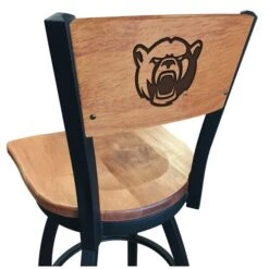 25" Blk Wrinkle Baylor Swivel Bar Stool, Laser Engraved Back