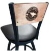 30" Blk Wrinkle North Dakota Swivel Bar Stool, Laser Engraved Back