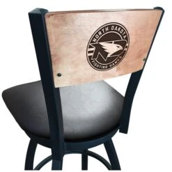 30" Blk Wrinkle North Dakota Swivel Bar Stool, Laser Engraved Back