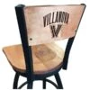 25" Blk Wrinkle Villanova Swivel Bar Stool, Laser Engraved Back