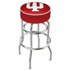 25" 4" Indiana Cushion Seat, Double-Ring Chrome Swivel Bar Stool