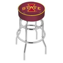 30" Iowa State Cushion Seat, 2-Ring Chrome Swivel Bar Stool