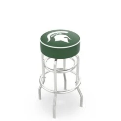 25" Michigan State Cushion Seat, 2-Ring Chrome Swivel Bar Stool