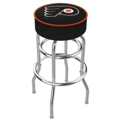 25" Philadelphia Flyers Cushion Seat, 2-Ring Chrome Swivel Bar Stool