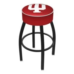 30" 4" Indiana Cushion Seat, Blk Wrinkle Base Swivel Bar Stool