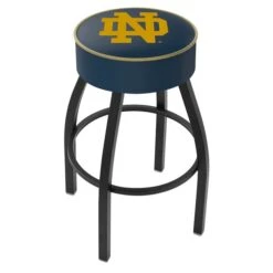 25" 4" Notre Dame (ND) Cushion Seat, Blk Wrinkle Base Swivel Bar Stool
