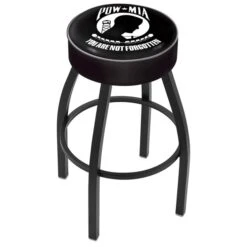 25" 4" POW/MIA Cushion Seat, Blk Wrinkle Base Swivel Bar Stool