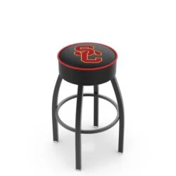 25" 4" USC Trojans Cushion Seat, Blk Wrinkle Base Swivel Bar Stool