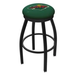 25" Blk Wrinkle Minnesota Wild Swivel Bar Stool, Accent Ring