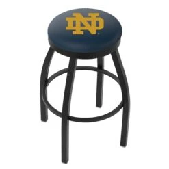 25" Blk Wrinkle Notre Dame (ND) Swivel Bar Stool, Accent Ring