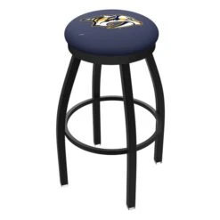 25" Blk Wrinkle Nashville Predators Swivel Bar Stool, Accent Ring