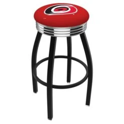 25" Blk Wrinkle Carolina Hurricanes Swivel Bar Stool, Chrome Ring
