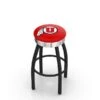 25" Blk Wrinkle Utah Swivel Bar Stool, Chrome Ring