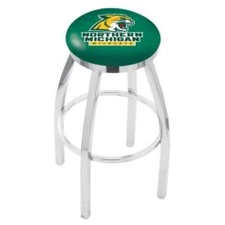 30" Chrome Northern Michigan Swivel Bar Stool, Accent Ring