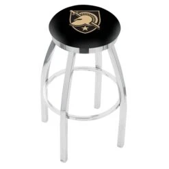 25" Chrome US Military Academy ARMY Swivel Bar Stool, Accent Ring