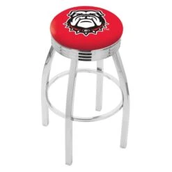 25" Chrome Georgia "Bulldog" Swivel Bar Stool, Accent Ring