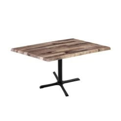 30" Tall OD211 Black Table Base 30" X 30" Foot 30" X 48" Rustic Top By The HollBar Stool Co.