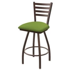 30" Swivel Bar Stool, Brnz Finish, Canter Green Seat