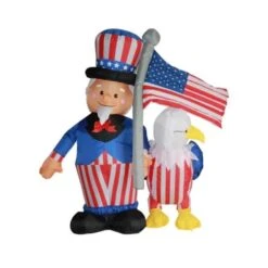 4th Of July Inflatable, 6ft Uncle Sam And American Eagle