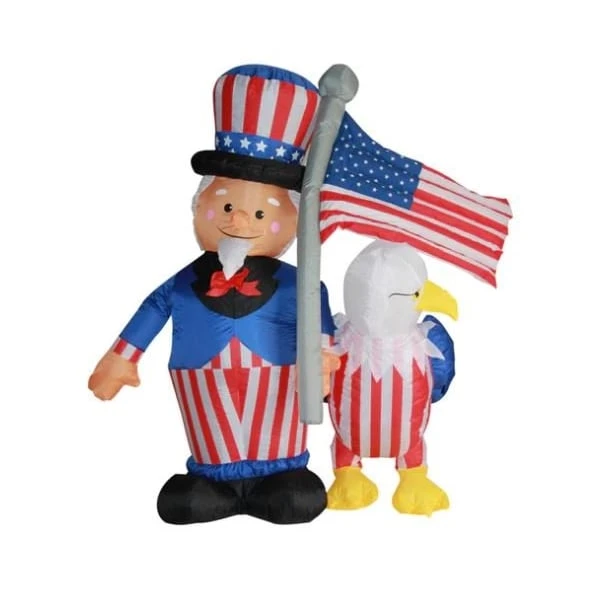 4th Of July Inflatable, 6ft Uncle Sam And American Eagle 1 4th Of July Inflatable, 6ft Uncle Sam And American Eagle