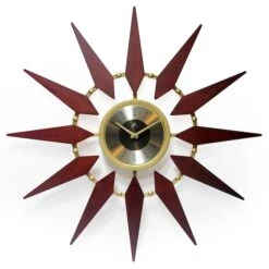 Orion - 30'' Round Metal Frame & Walnut Wood Rays Beautiful Gold Riveted Accents