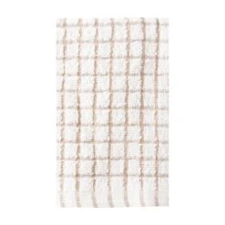Classic Check Dish Cloth 100% Cotton Terry Natural/Taupe