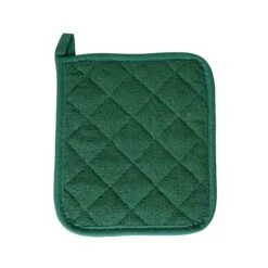 Value Basics Solid Quilted 100% Cotton Terry Pot Holder Hunter Green