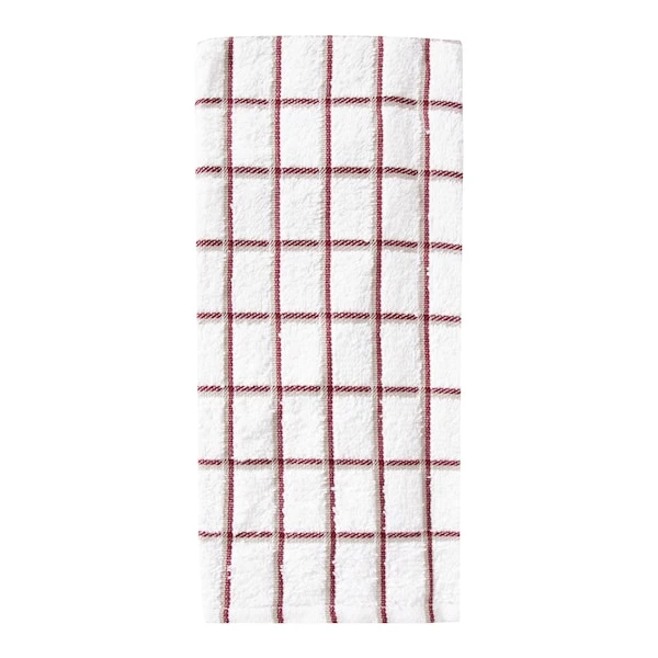 Café Check Kitchen Towel White Ground/Brick/Putty Check 1 Café Check Kitchen Towel White Ground/Brick/Putty Check