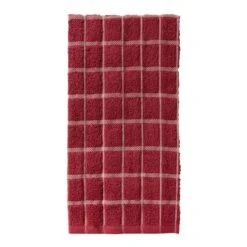 Café Solid Kitchen Towel Brick Ground/Putty Check