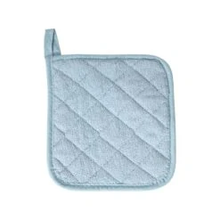 Café Solid Quilted Pot Holder 100% Cotton Blue Mist
