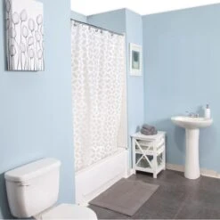 Medium Weight Decorative PEVA Shower Liner, 70" W X 72" H, Geo Frost -Zoro Tools Shop Kenney20Manufacturing20Company KN61267Cxx2