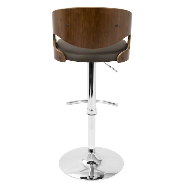 Pino Adjustable Swivel Barstool In Walnut And Brown Faux Leather 6 Pino Adjustable Swivel Barstool In Walnut And Brown Faux Leather - Image 6